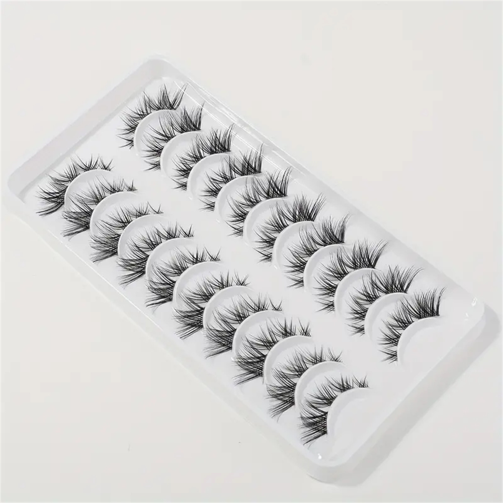 10 Pairs False Eyelashes Clust - Eyelash Extension Cat Eye Wispy ulasan dan harga